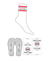 The Crew Sock - White - TML - 4 Bars - Text - Full Color - Triangle Shape Grip - Black