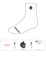 The 3/4 Crew Sock - White - Body Strong - Top Center - Icon - Bottom Near Toes - Black