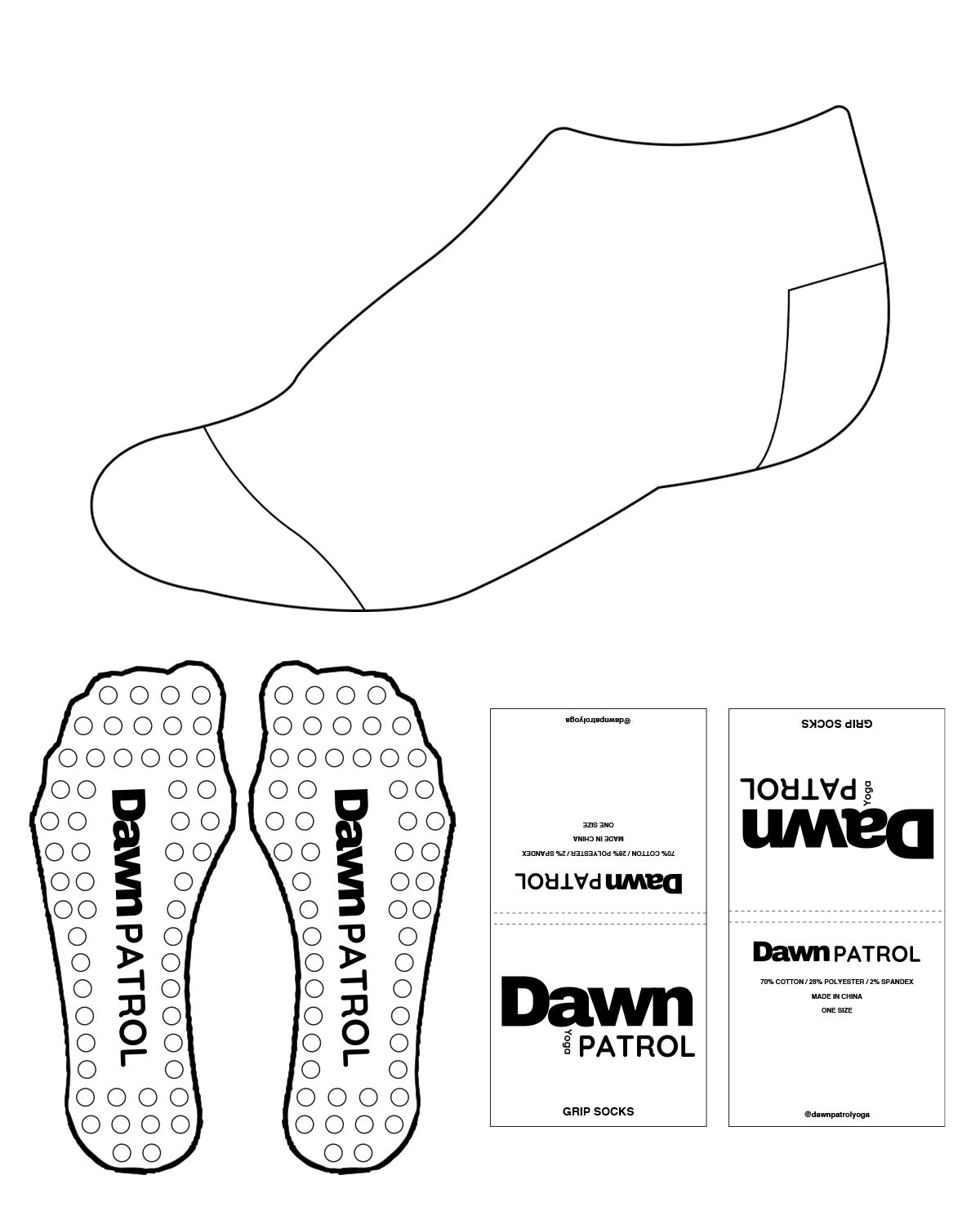 The Ankle Sock - White - Dawn Patrol - Circle Shape Grip - Black Grip