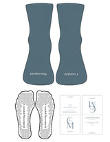 The 1/2 Crew Sock - Blue - Coastal Movement - Top Logo Stitched & Toe Logo - Beige - Triangle Grip - Transparent