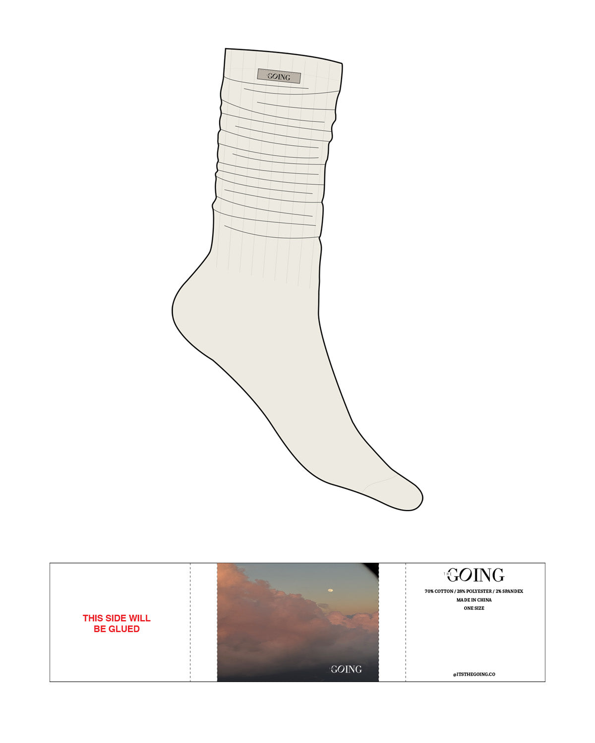 The Slouch Sock - Off White - The Going Co - Sew on Logos