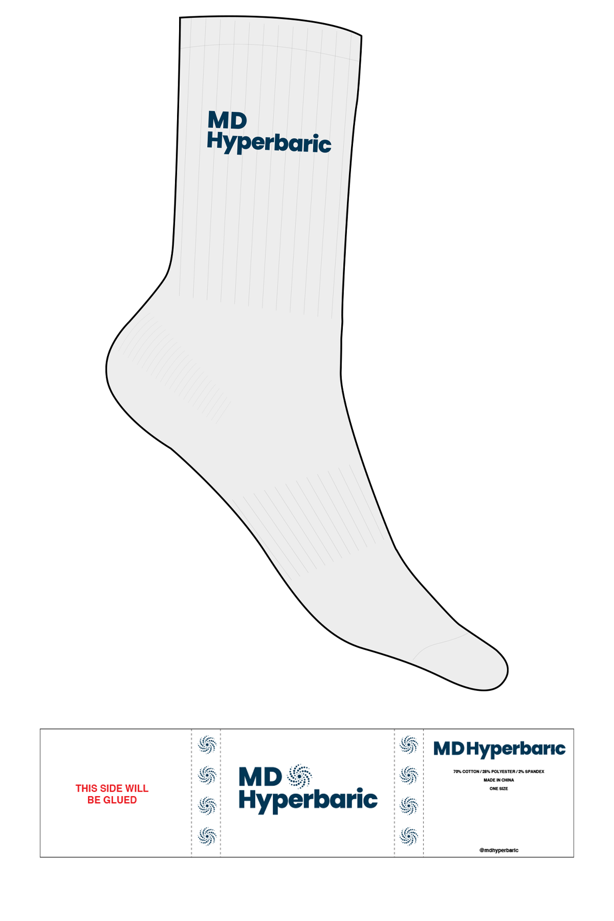 The Crew Sock - Heather - MD Hyperbaric - Top Logo - Embroidered - Blue