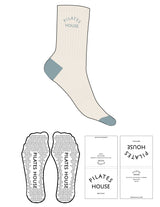 The Crew Sock - Off White - PHS - Toe & Heel - Top Logo Embroidered - Muted Blue - Triangle Grip - Transparent
