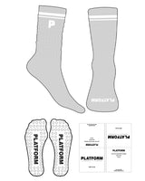 The Slouch Sock - Heather - Platform -  Stripe & Toe Logos - Embroidered - White  - Heart Shape Grip - Translucent