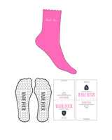 The 3/4 Crew Sock - Pink M298 - Top Logo - Embroidered - White - Circle Shape Grip - White