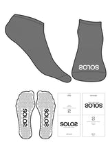 The Ankle Sock - Charcoal - Solos Pilates - Front Logo - White - Triangle Shape Grip - White