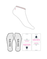 The Ankle Sock - White / Pink  (L92) - M4Lagree - Top Ankle - Pink - Circle Shape Grip - Pink