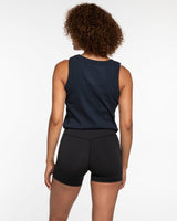 The Ribbed Crop Tank - Navy - BODYROK Employee - Center Chest - Embroidered - Cream