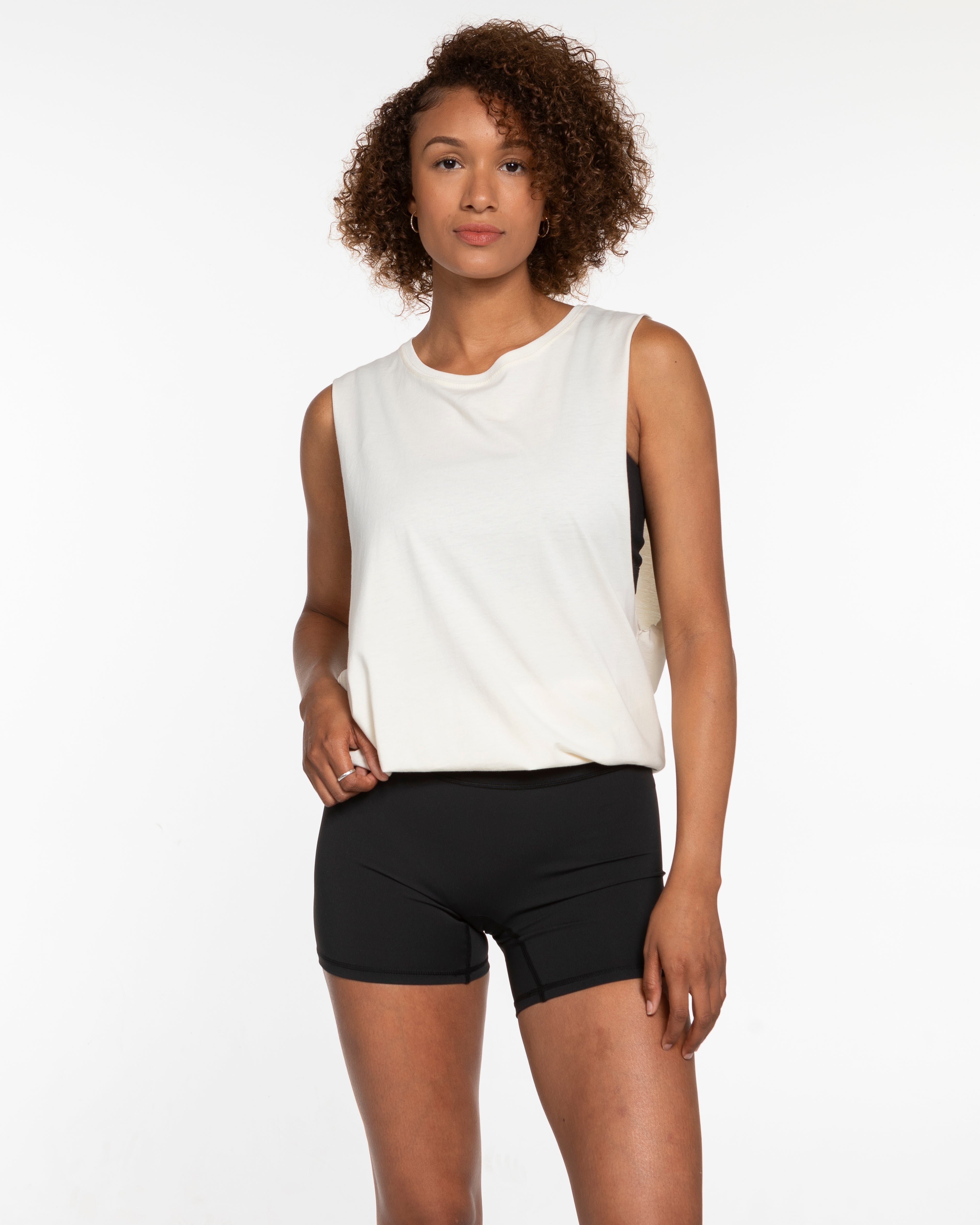 The Muscle Tank - Off White - Crossfit Trifecta - Center Chest Stacked - Tone on Tone