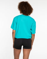 The Mens Tee - Teal - F4Mom-TriValley - Center Chest Stacked & Center Back Stacked - Printed - White