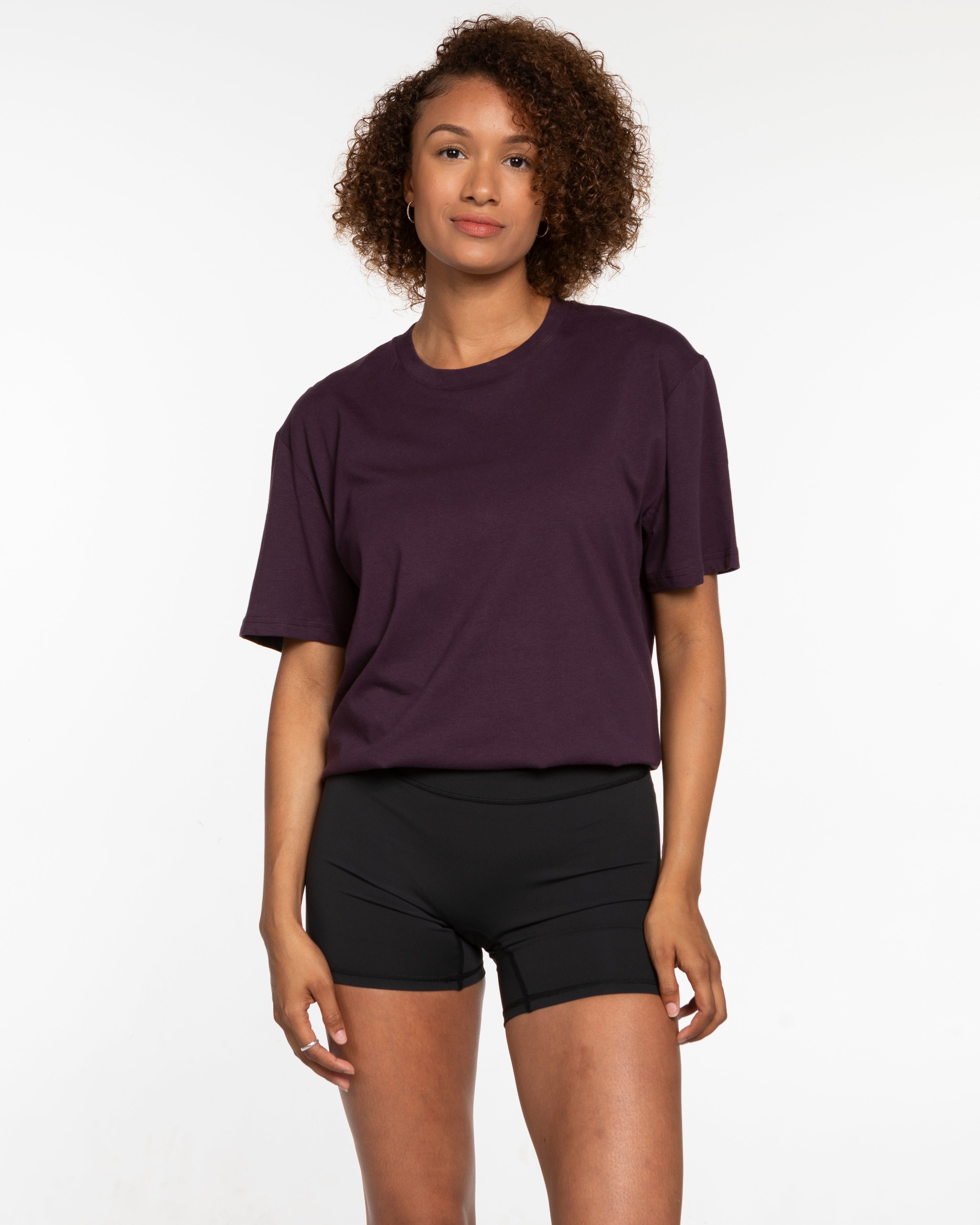 The Mens Tee - Plum - The Shine Project - Left Chest Stacked - Printed - Yellow