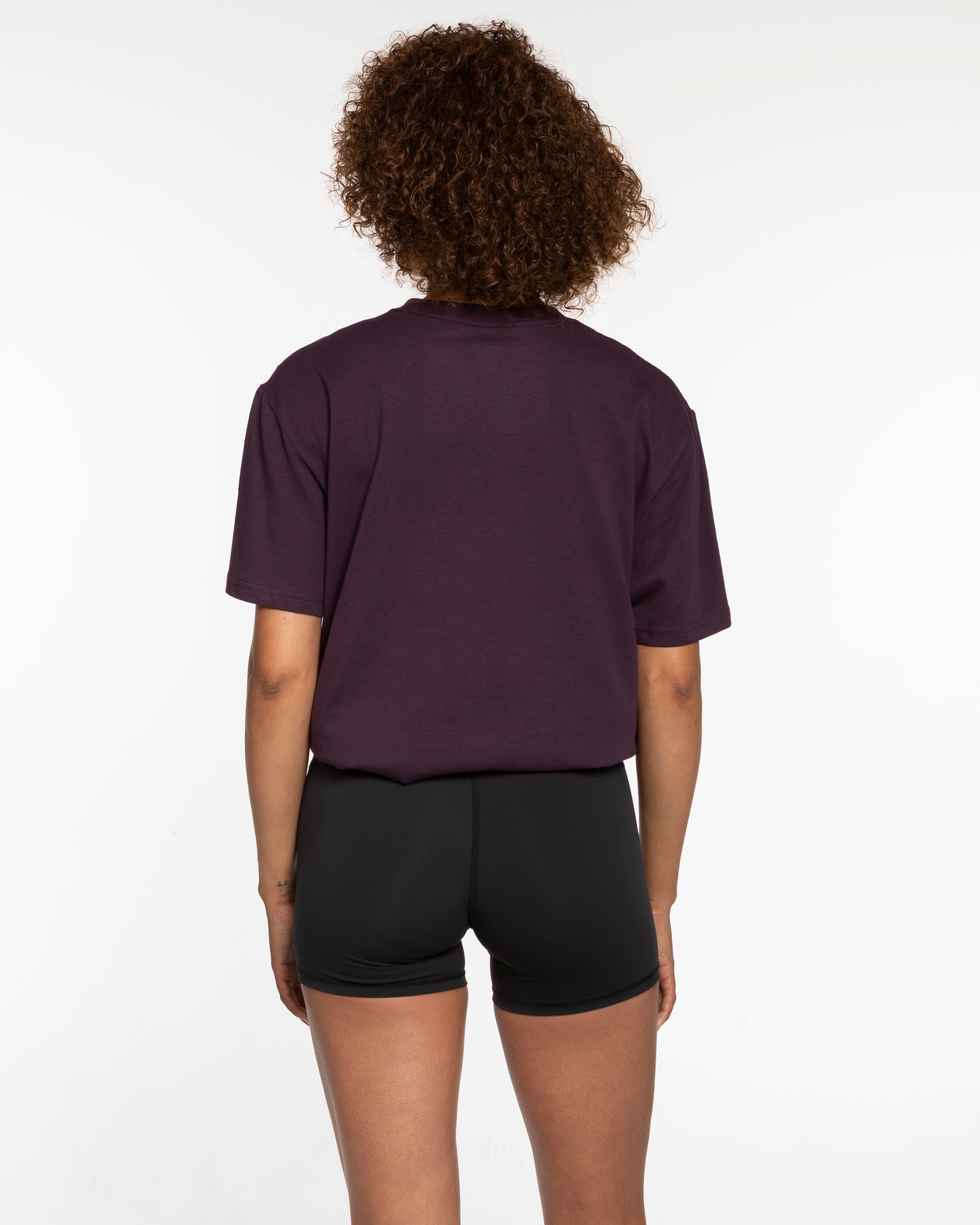 The Mens Tee - Plum - The Shine Project - Left Chest Stacked - Printed - Yellow