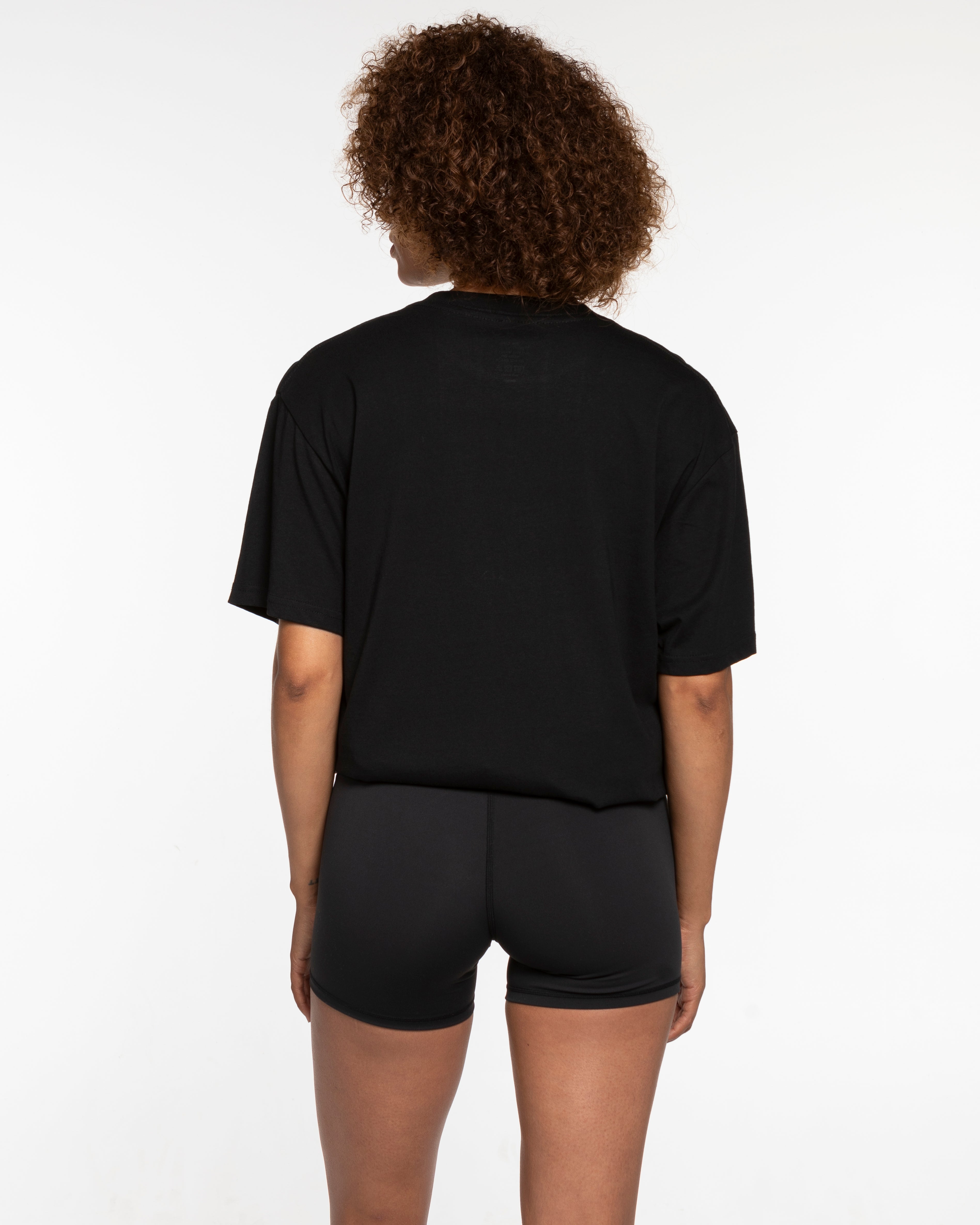 The Mens Tee - Black - Left Chest & Back Center Stacked - White