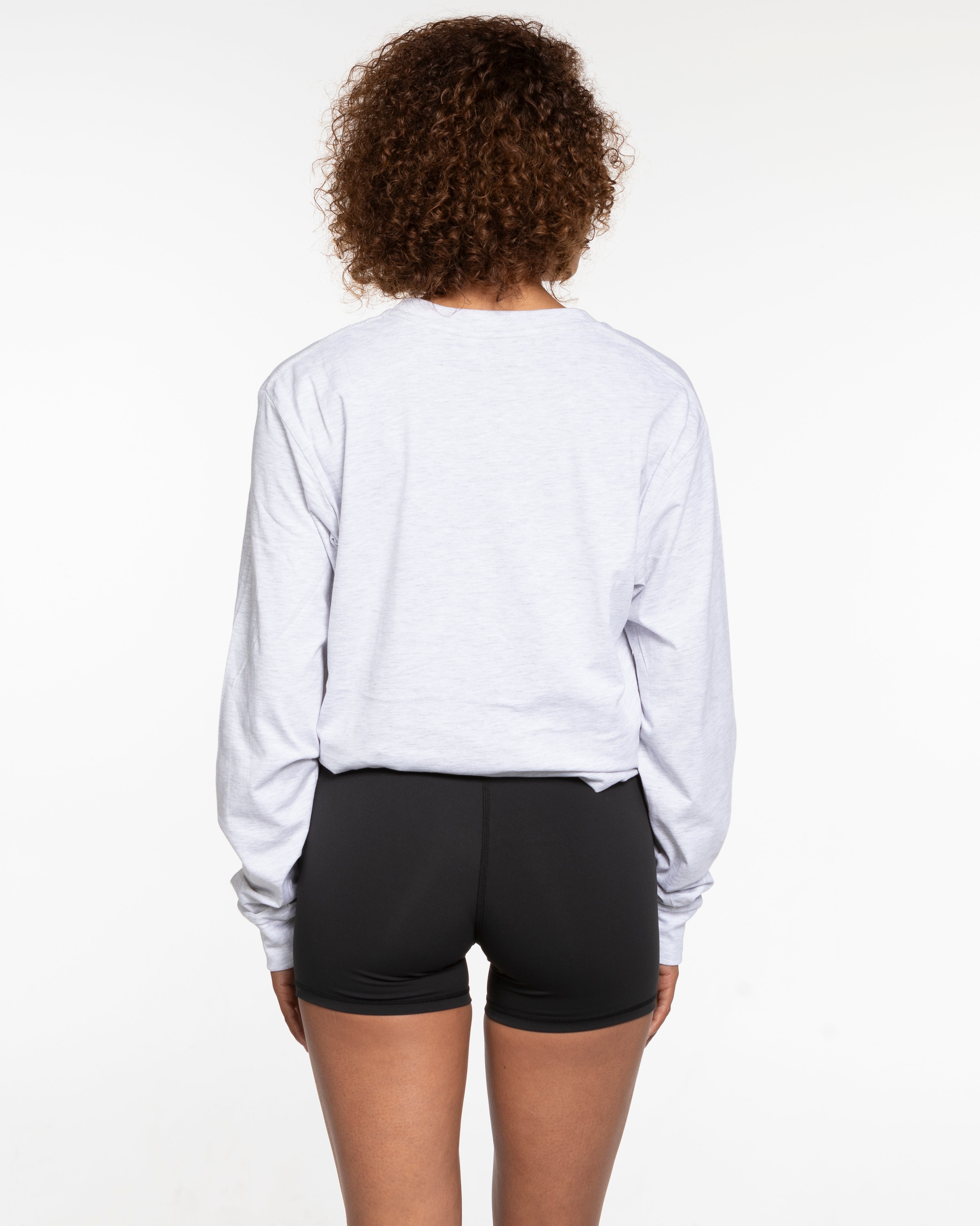 The Mens Long Sleeve - White Heather - P. 360 Oceanside - Center Chest - Back Neckline - Printed - Black