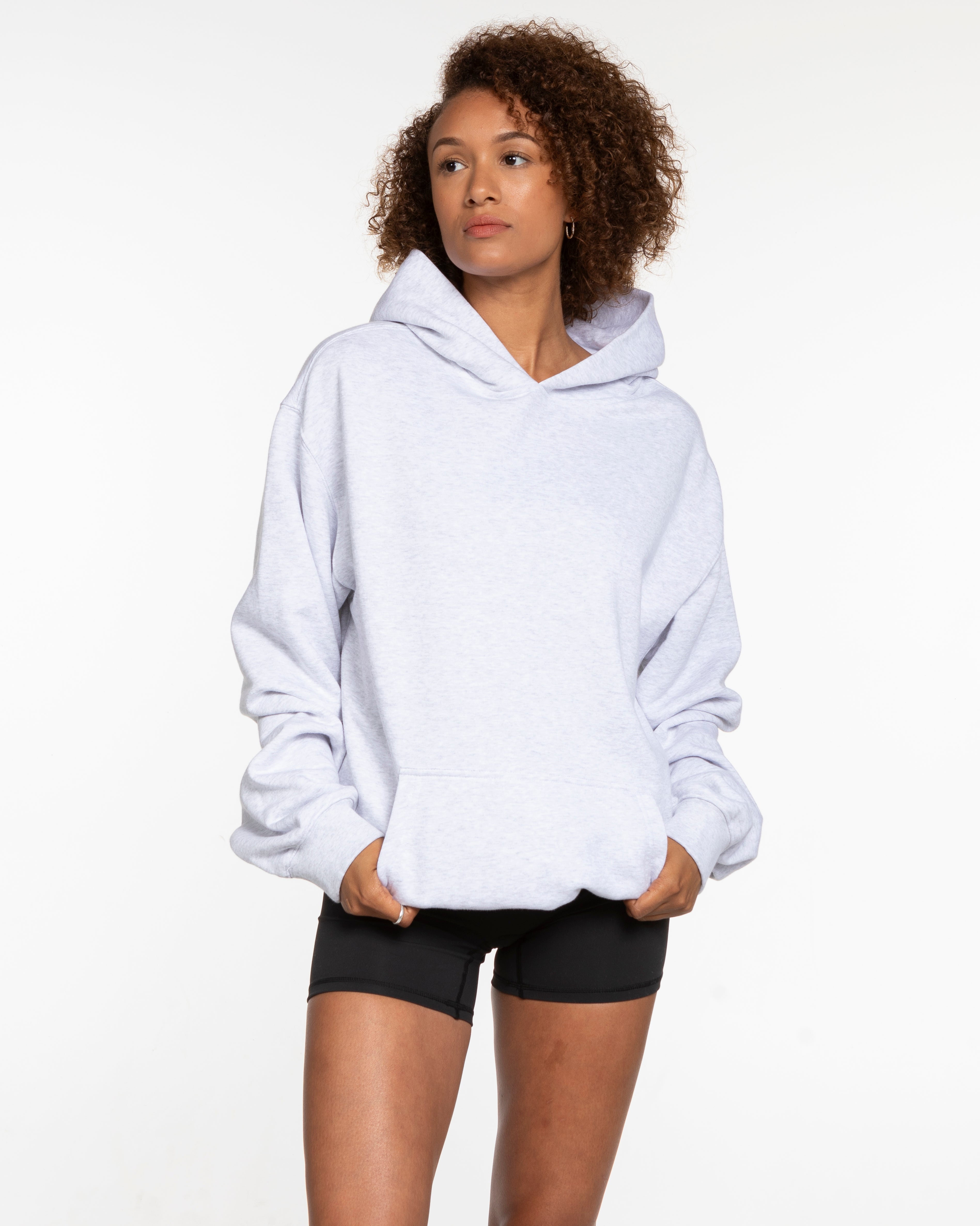 The Mens Hoodie - White Heather - Mantra - Left Chest & Back Stacked - Printed - Maroon