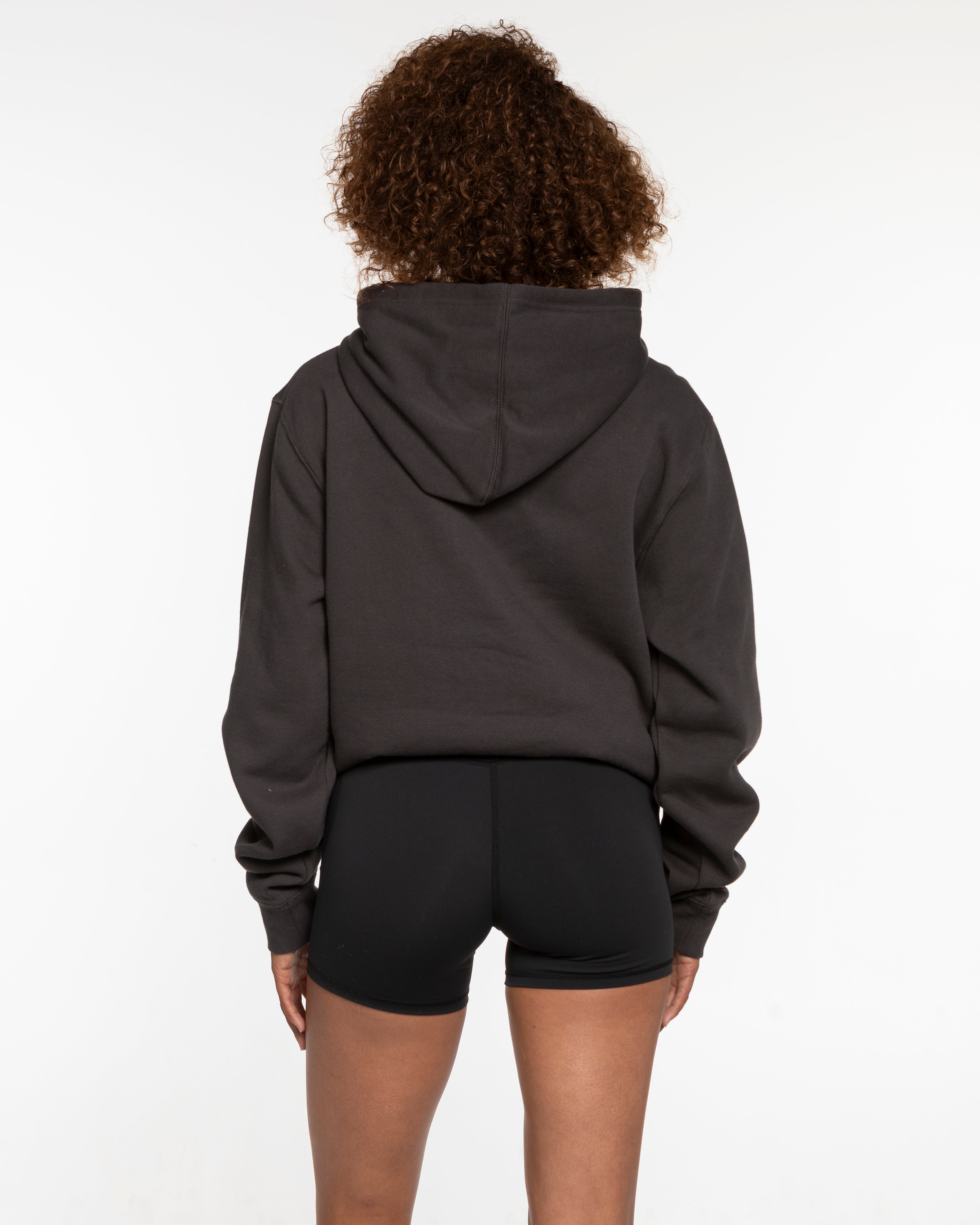 The Mens Classic Hoodie - Charcoal - Collaborative Dog - Left Chest & Back Stacked - Full Color