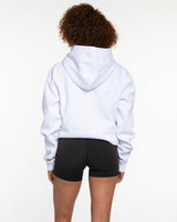 The Mens Classic Hoodie - White - Reform Studios - Right Sleeve Vertical & Center Back - Printed - Teal