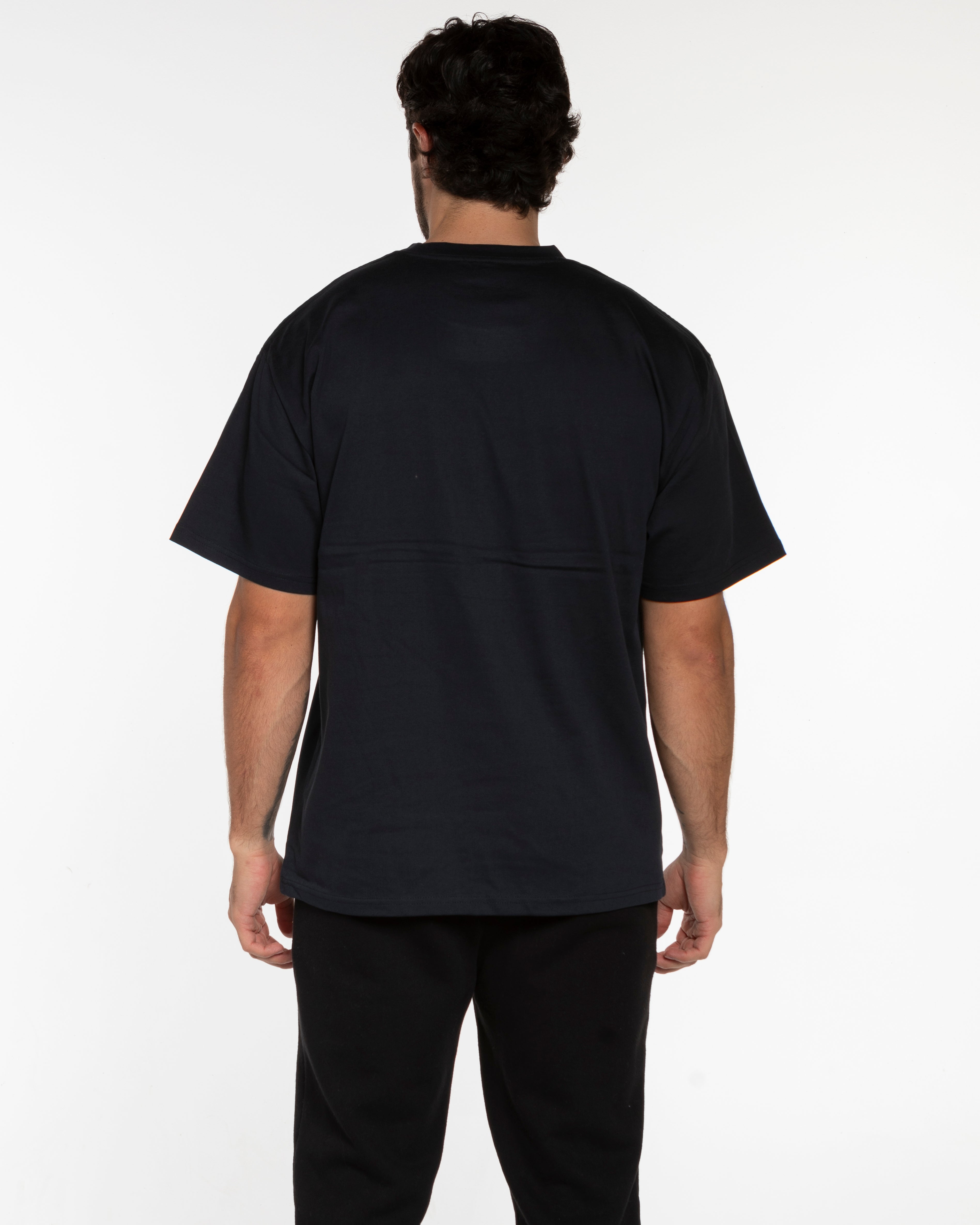 The Mens Heavyweight Tee - Navy - JL Marketing - Left Chest & Back Image - Printed - White