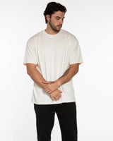 The Mens Heavyweight Tee - Washed Off White - JL Marketing - Left Chest & Back Image - Printed - Light Blue