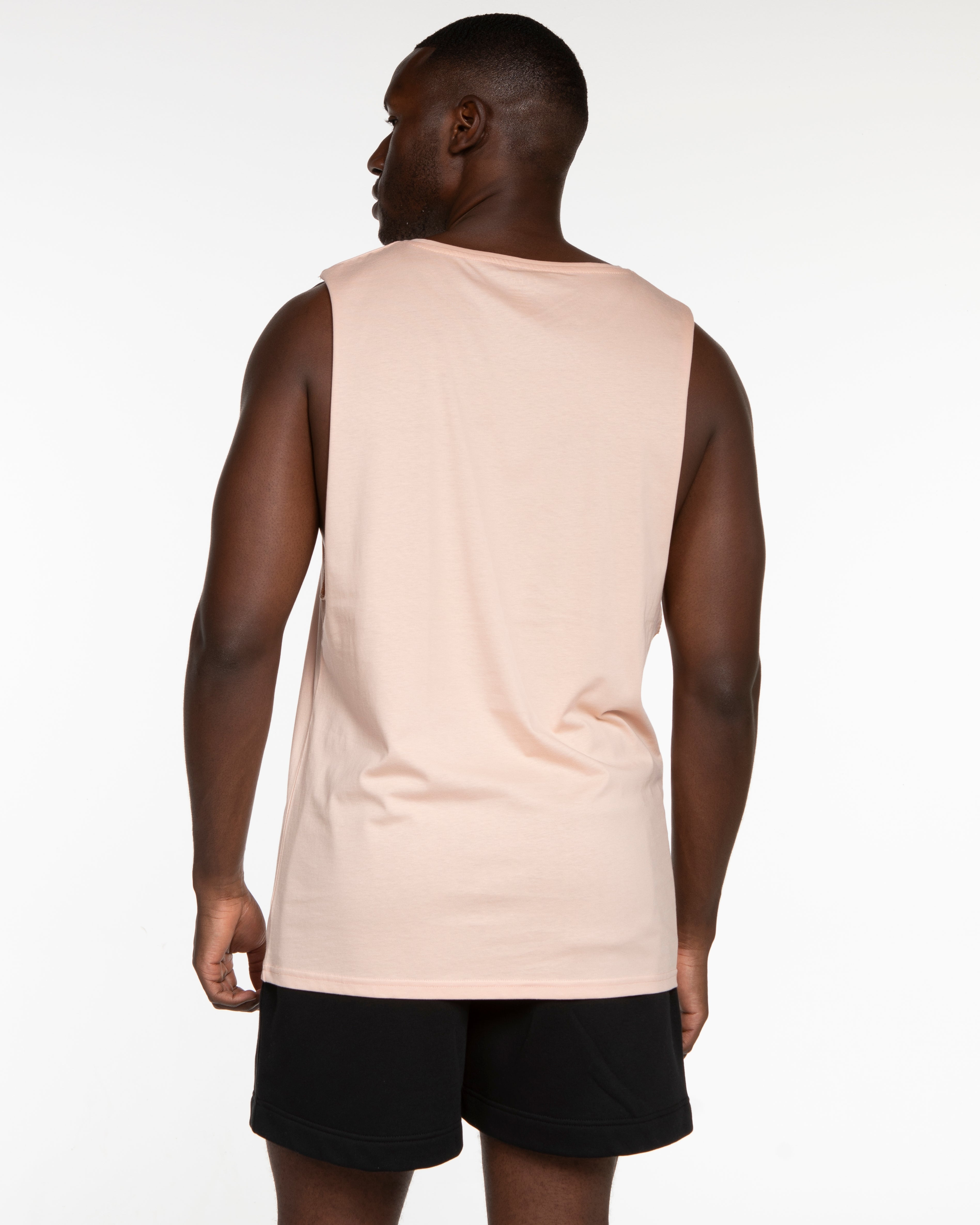 The Muscle Tank - Pale Pink - Bond Fitness - Center Chest Round & Upper Back - Printed - White