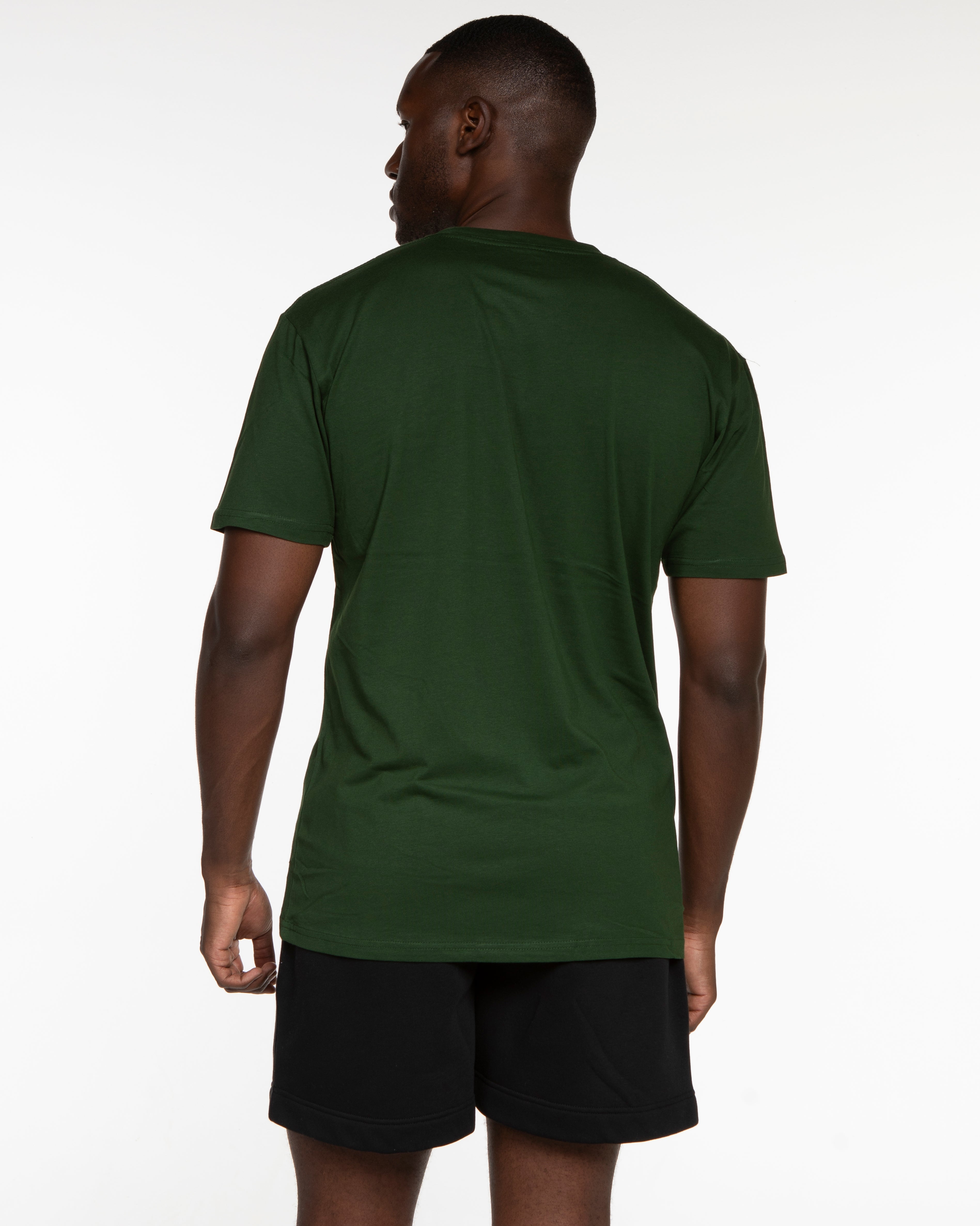 The Mens Tee - Forest - Collaborative Dog - Left Chest Stacked & Back Stacked - Full Color
