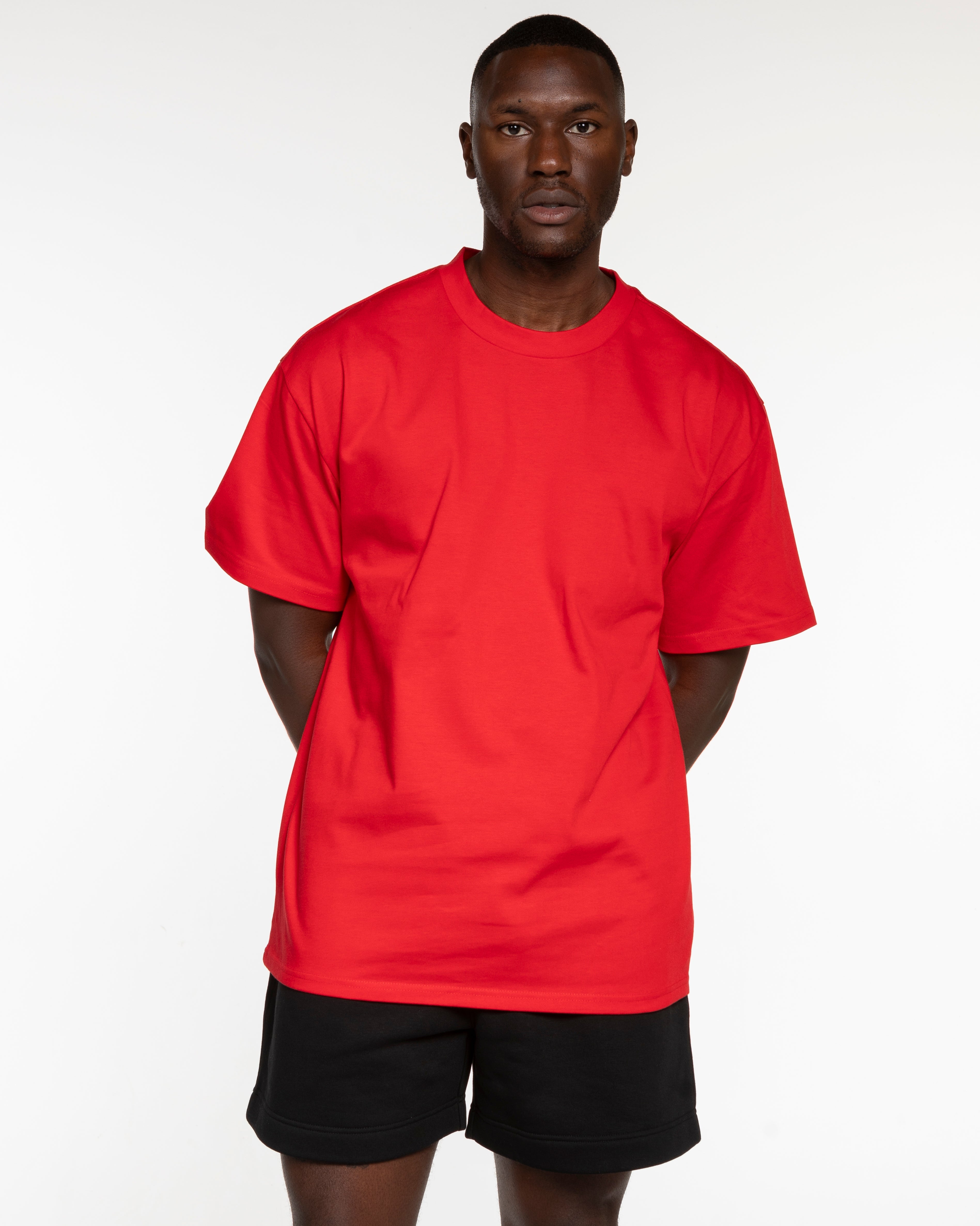 The Mens Heavyweight Tee - Red - JL Marketing - Left Chest & Back Image - Printed - White