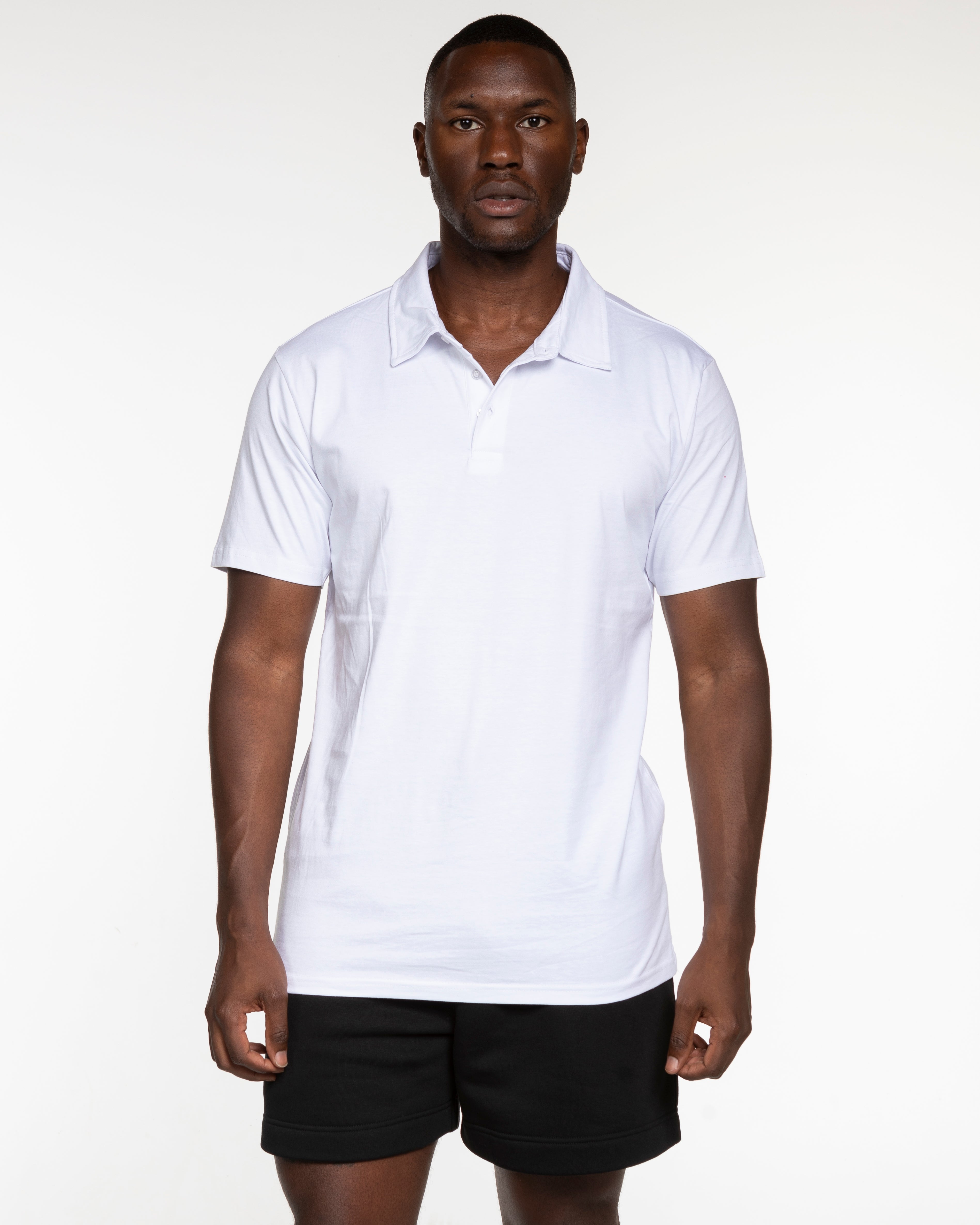 The Mens Polo - White - DiffEyewear - Left Sleeve - DIFF - Printed - Black