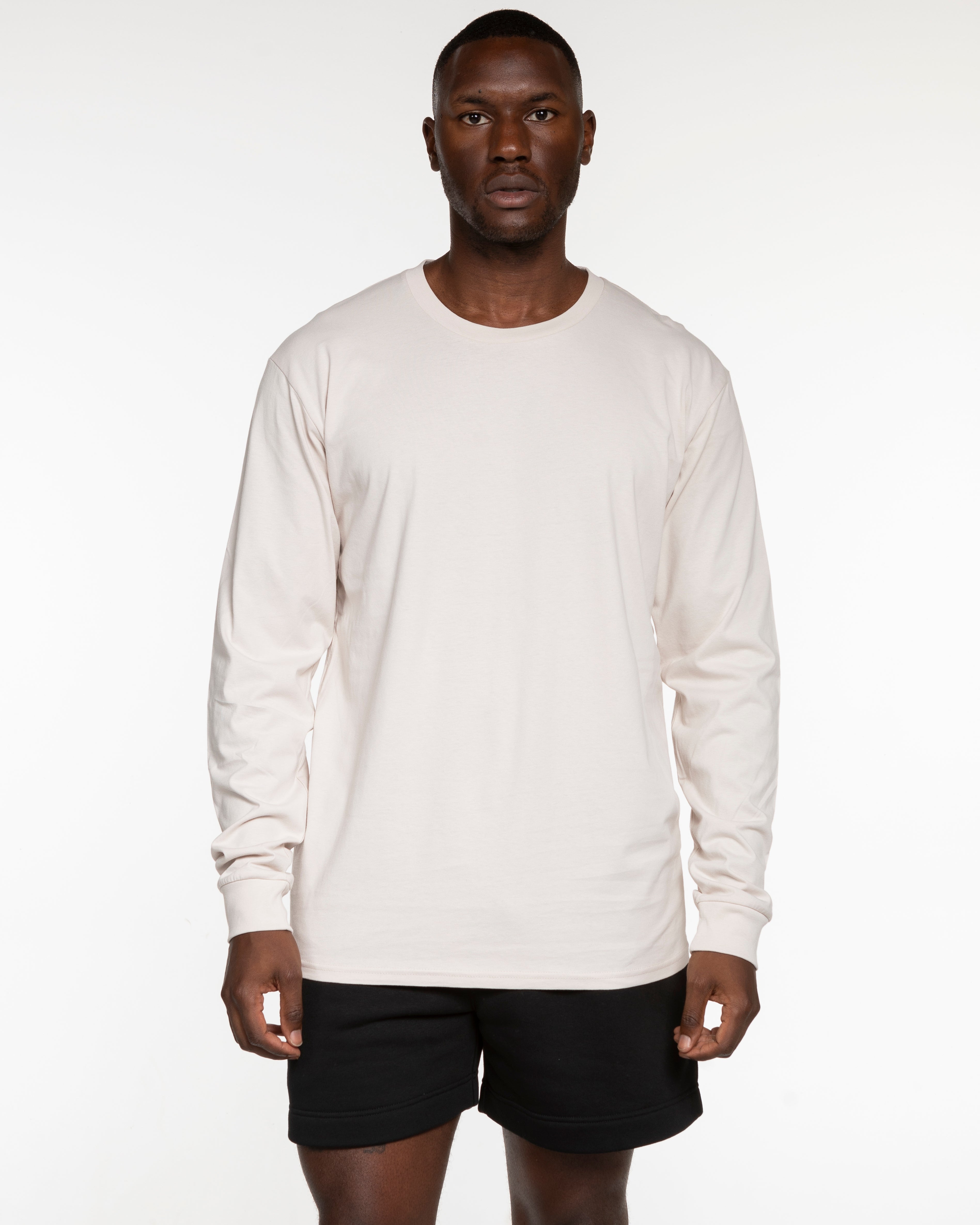 The Mens Long Sleeve - Bone - MD Hyperbaric - Left Chest Round & Back Illustration - Printed - Navy