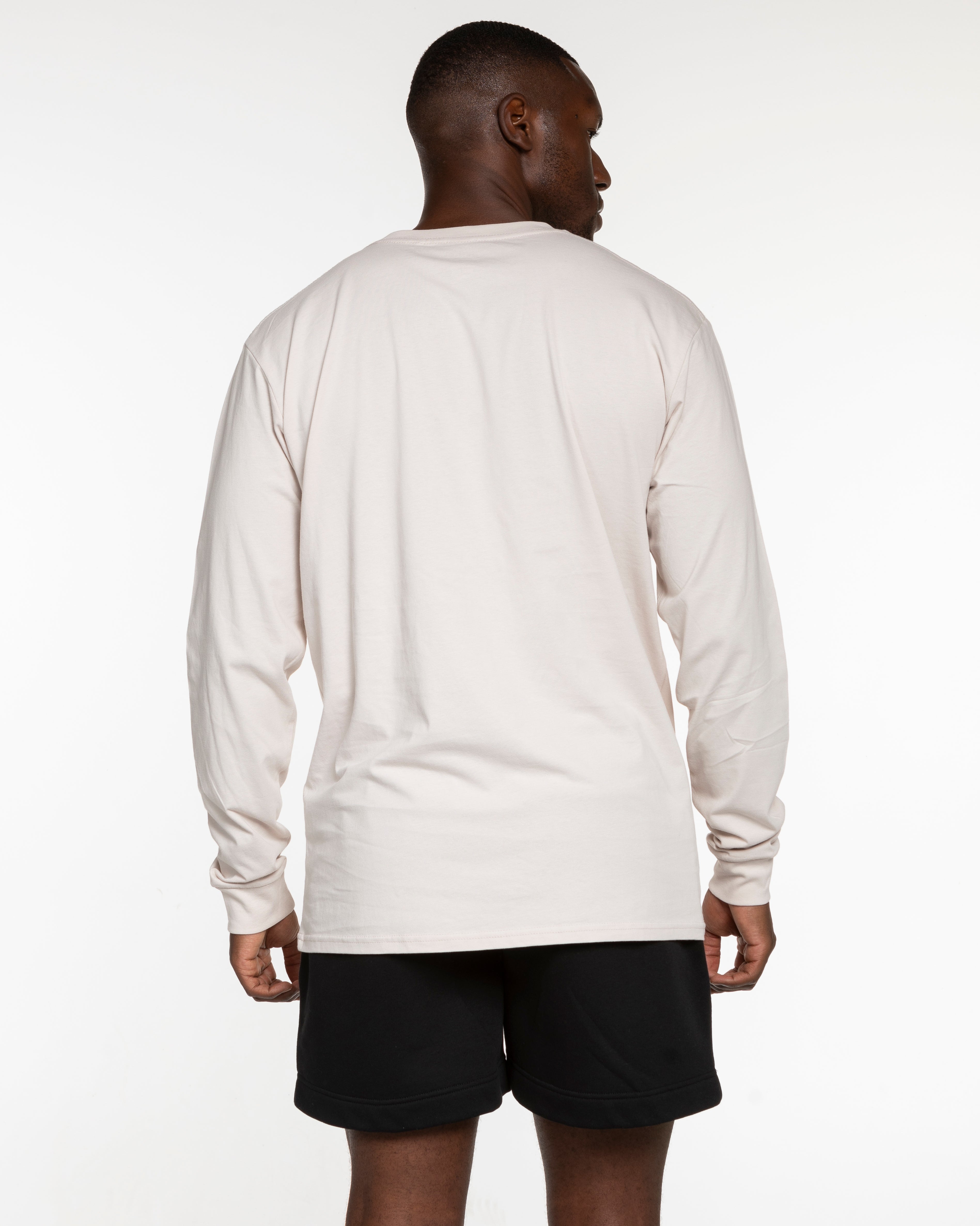The Mens Long Sleeve - Bone - MD Hyperbaric - Left Chest Round & Back Illustration - Printed - Navy