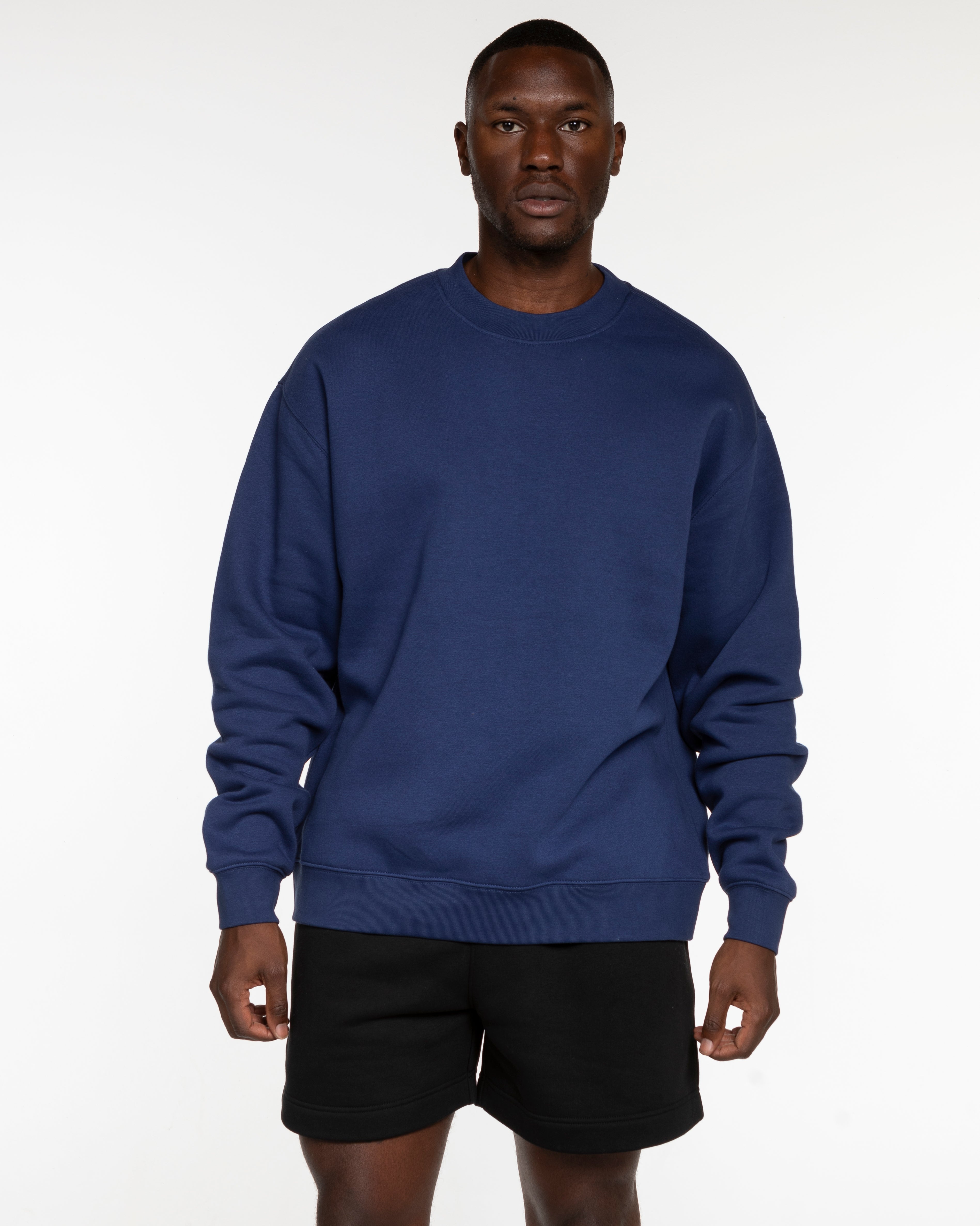 The Mens Crewneck - Cobalt - PURE QUALITY - Center Chest Stacked & Center Back Logo Stacked - Printed - Full Color