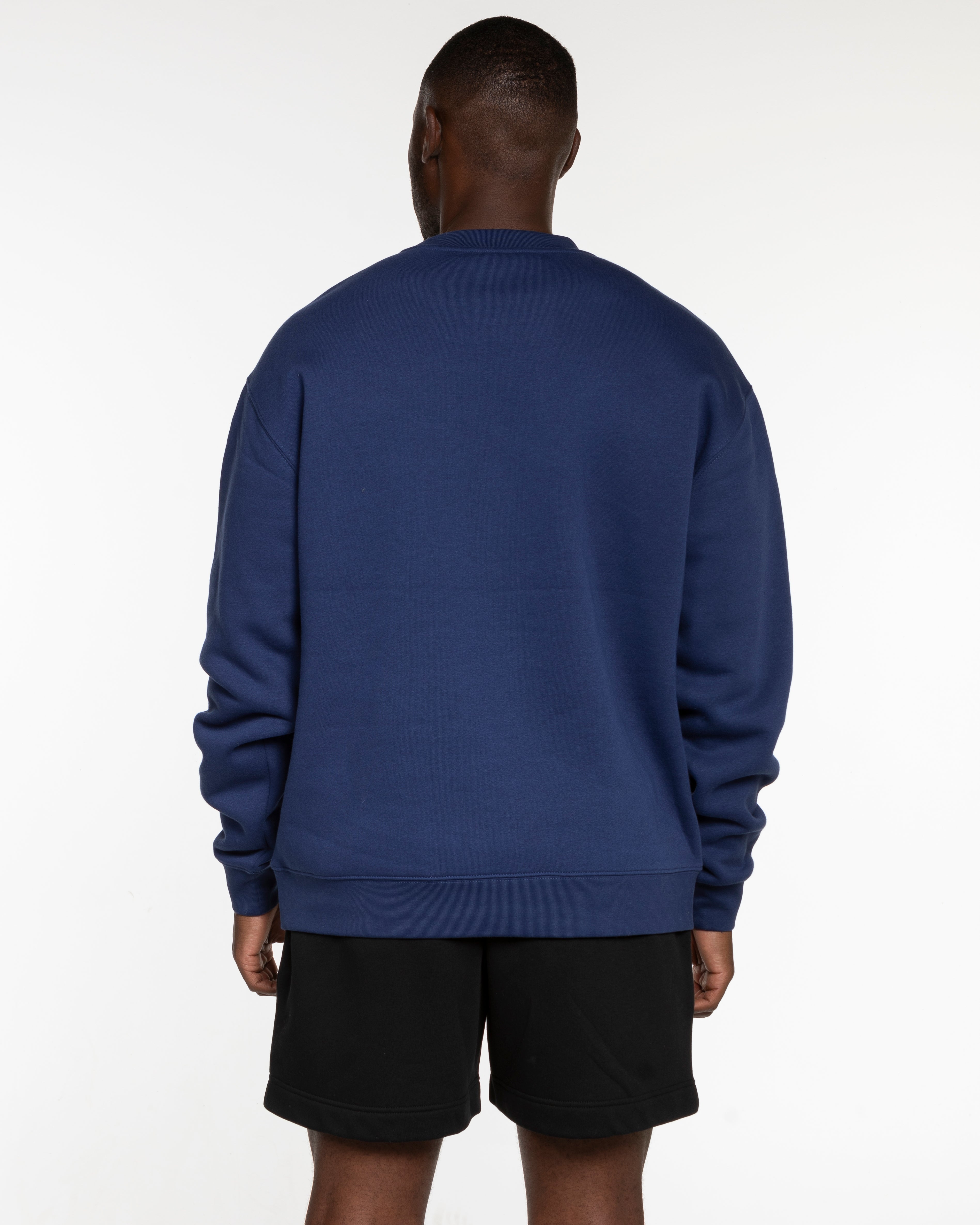 The Mens Crewneck - Cobalt - PURE QUALITY - Center Chest Stacked & Center Back Logo Stacked - Printed - Full Color