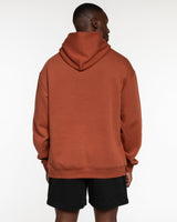 The Mens Hoodie - Cinnamon - Powerhouse Fitness - Front Upper Pocket & Full Back - Printed - Off White