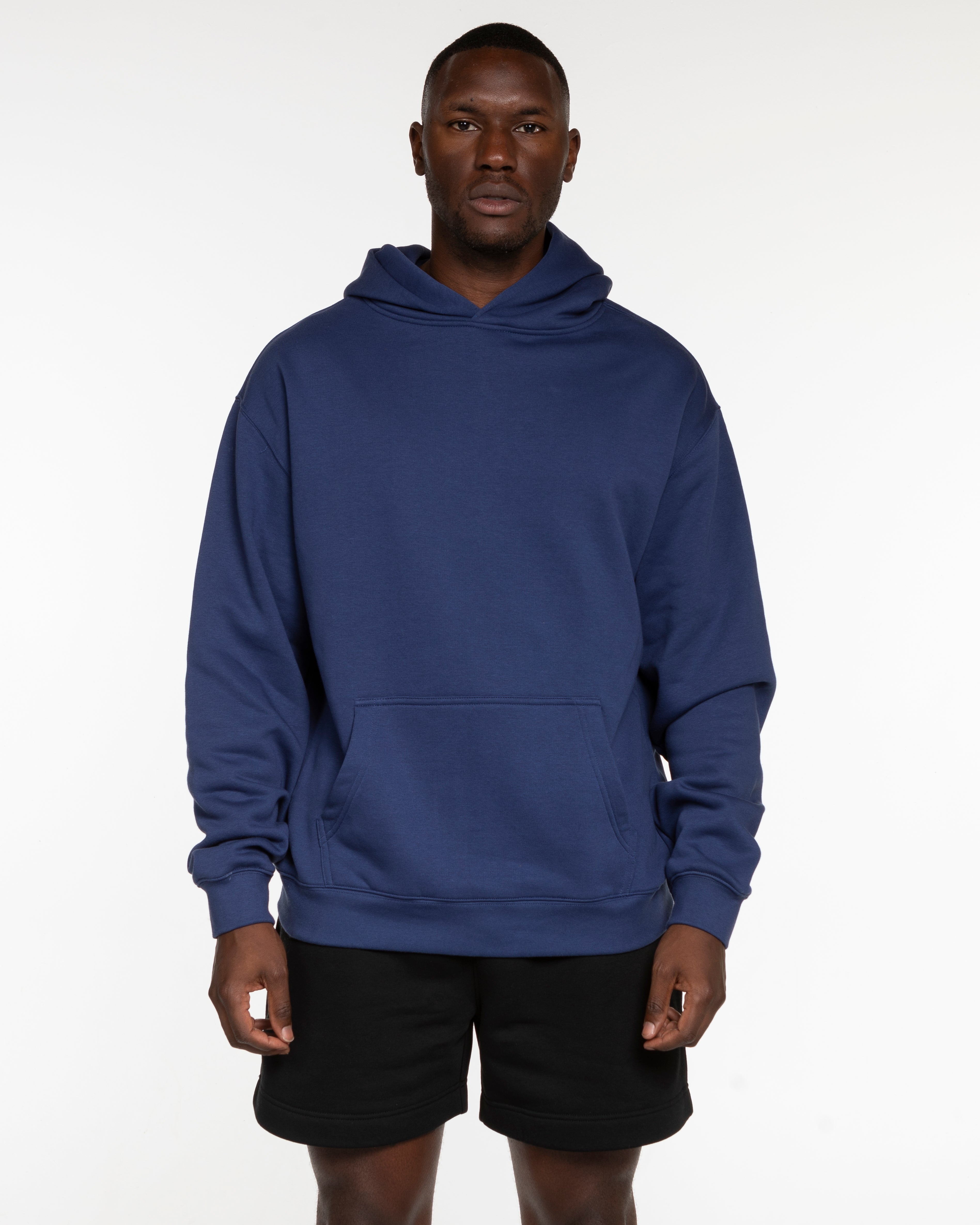 The Mens Hoodie - Cobalt - Collaborative Dog - Left Chest & Back Stacked - Full Color
