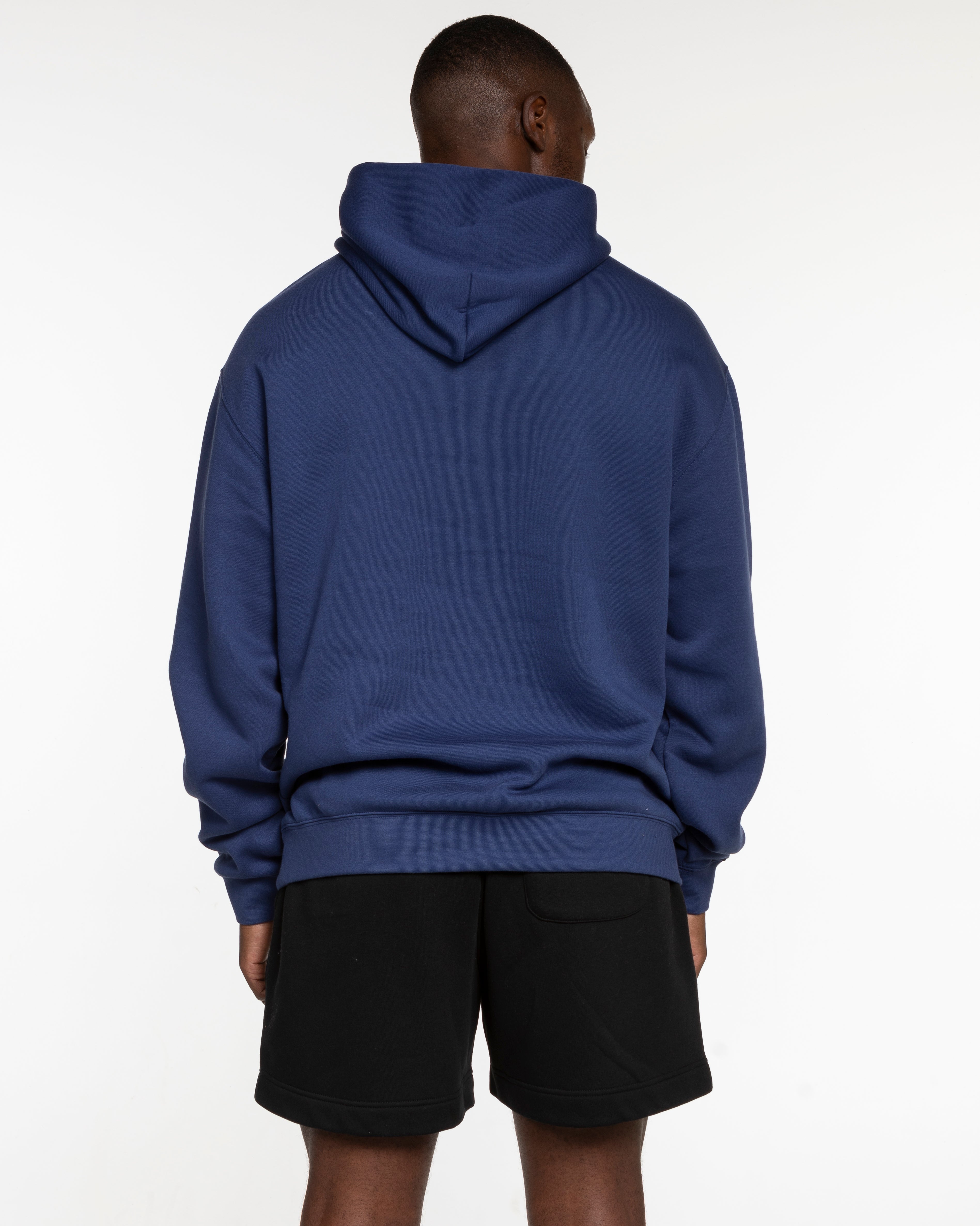 The Mens Hoodie - Cobalt - Collaborative Dog - Left Chest & Back Stacked - Full Color
