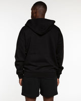 The Mens Zip Hoodie - Black - Training Club - Left Chest Stacked - Printed - White
