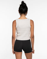 The Ribbed Crop Tank - Bone - Training Club - Center Chest - Embroidered - Tone on Tone