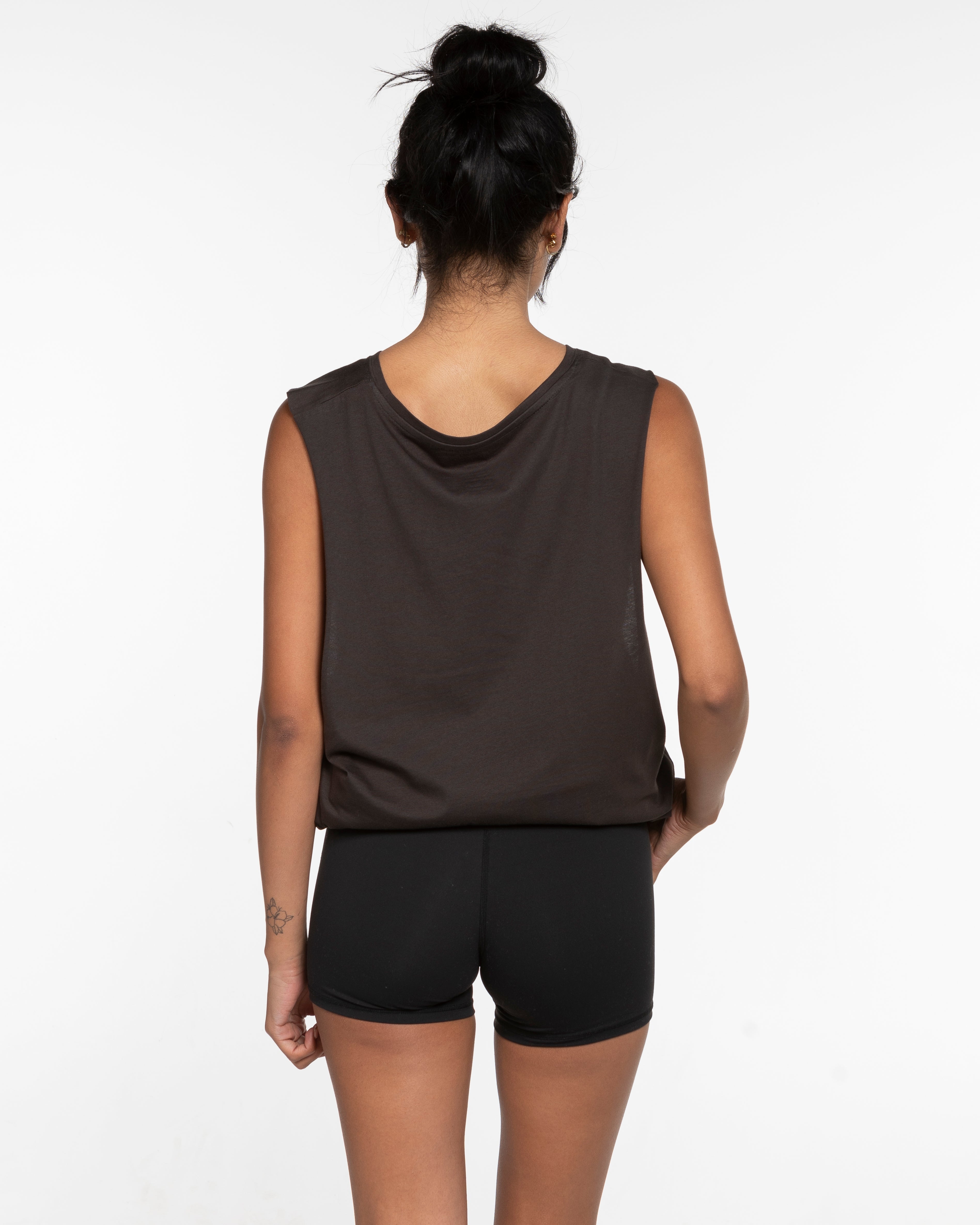 The Muscle Tank - Charcoal - Core Reform - Left Chest - Printed - White