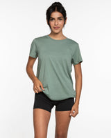 The Womens Tee - Sage - Balanced Self - Left Chest & Back Stacked - Printed - White