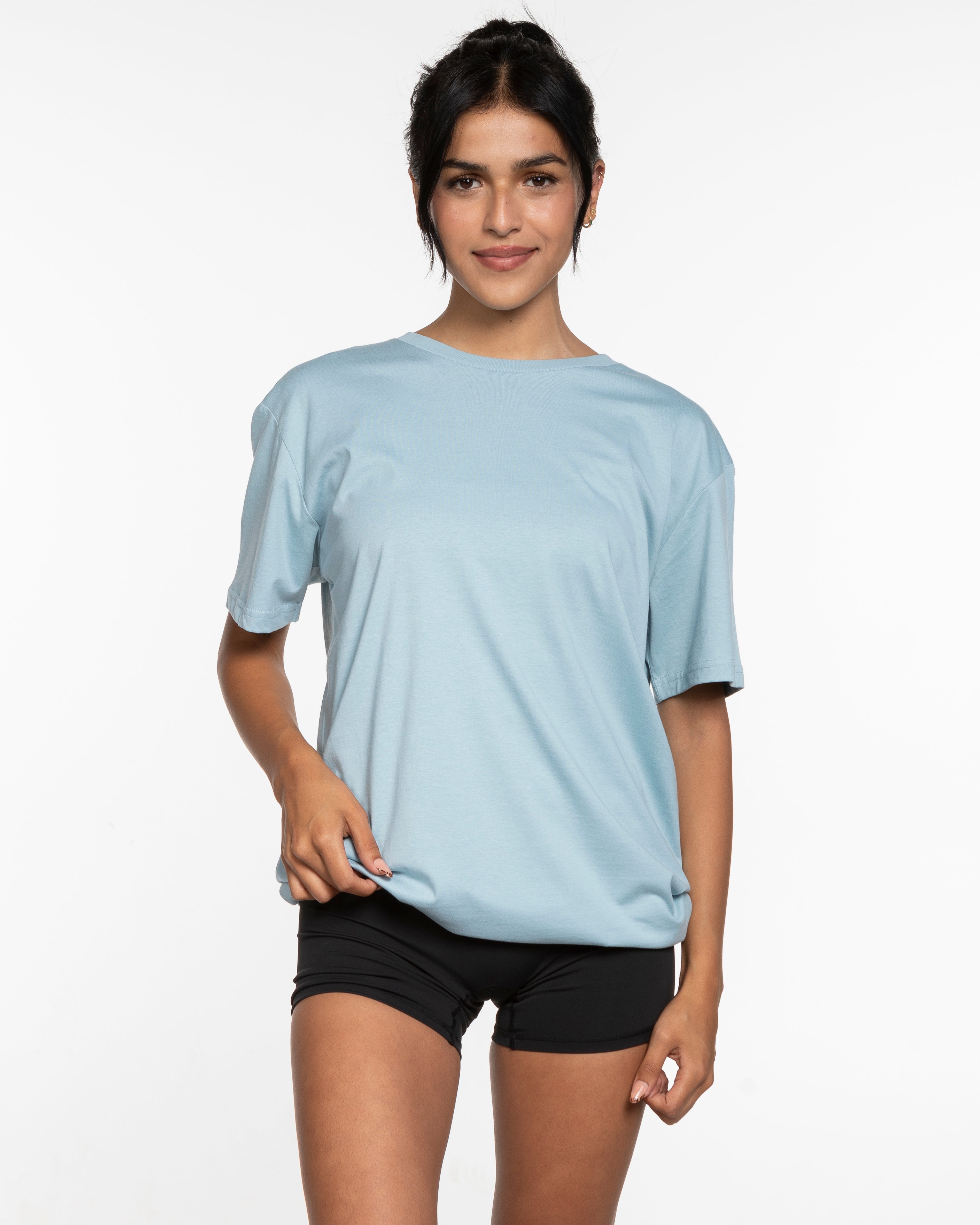 The Mens Tee - Pale Blue - Cafe Elysa - Left Chest & Center Back - White
