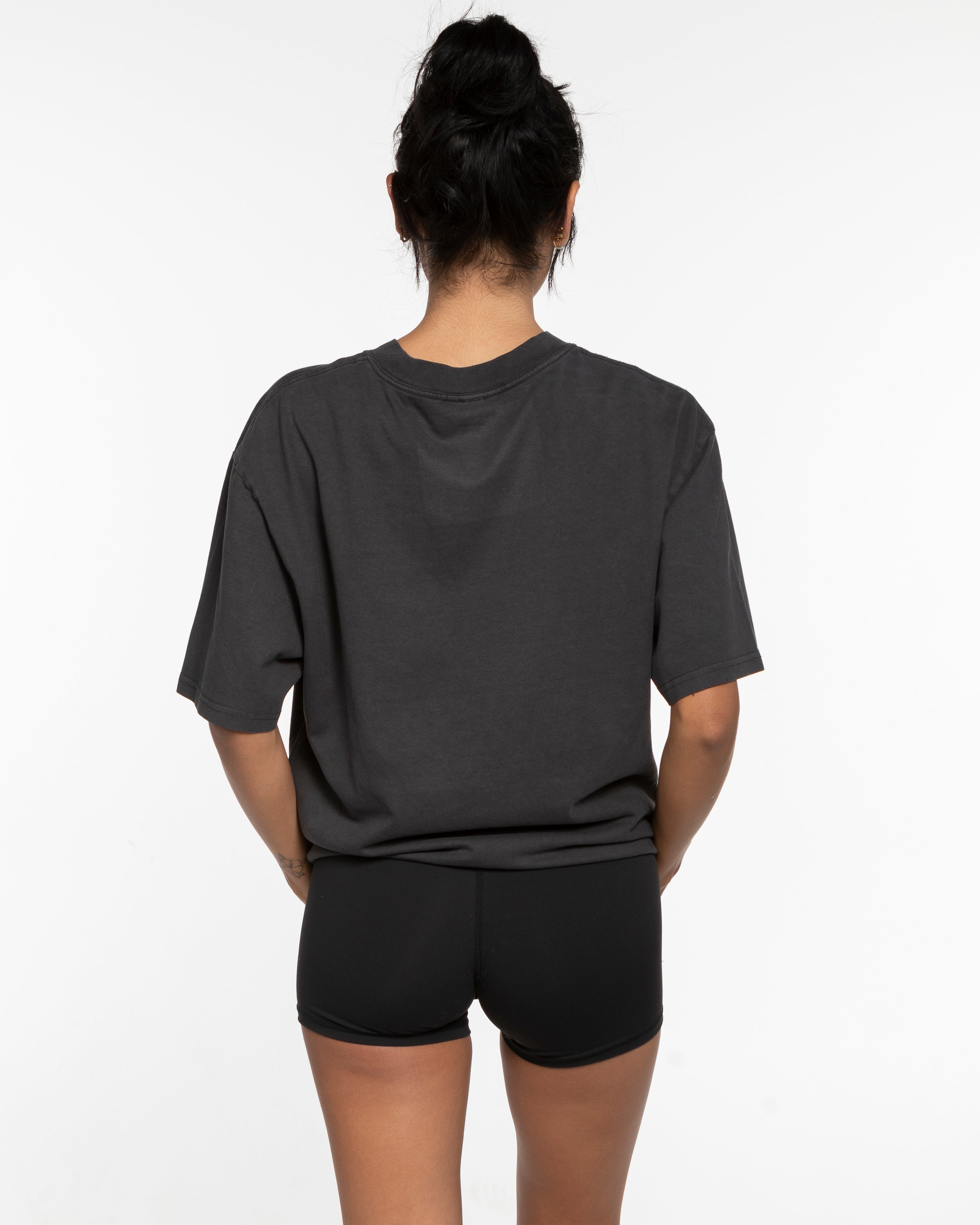 The Mens Heavyweight Tee - Washed Charcoal - Cake Factory - Left Chest & Full Back - Black