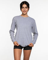 The Mens Long Sleeve - Heather - Core Reform - Center Chest Stacked & Back Left Corner - Printed - White