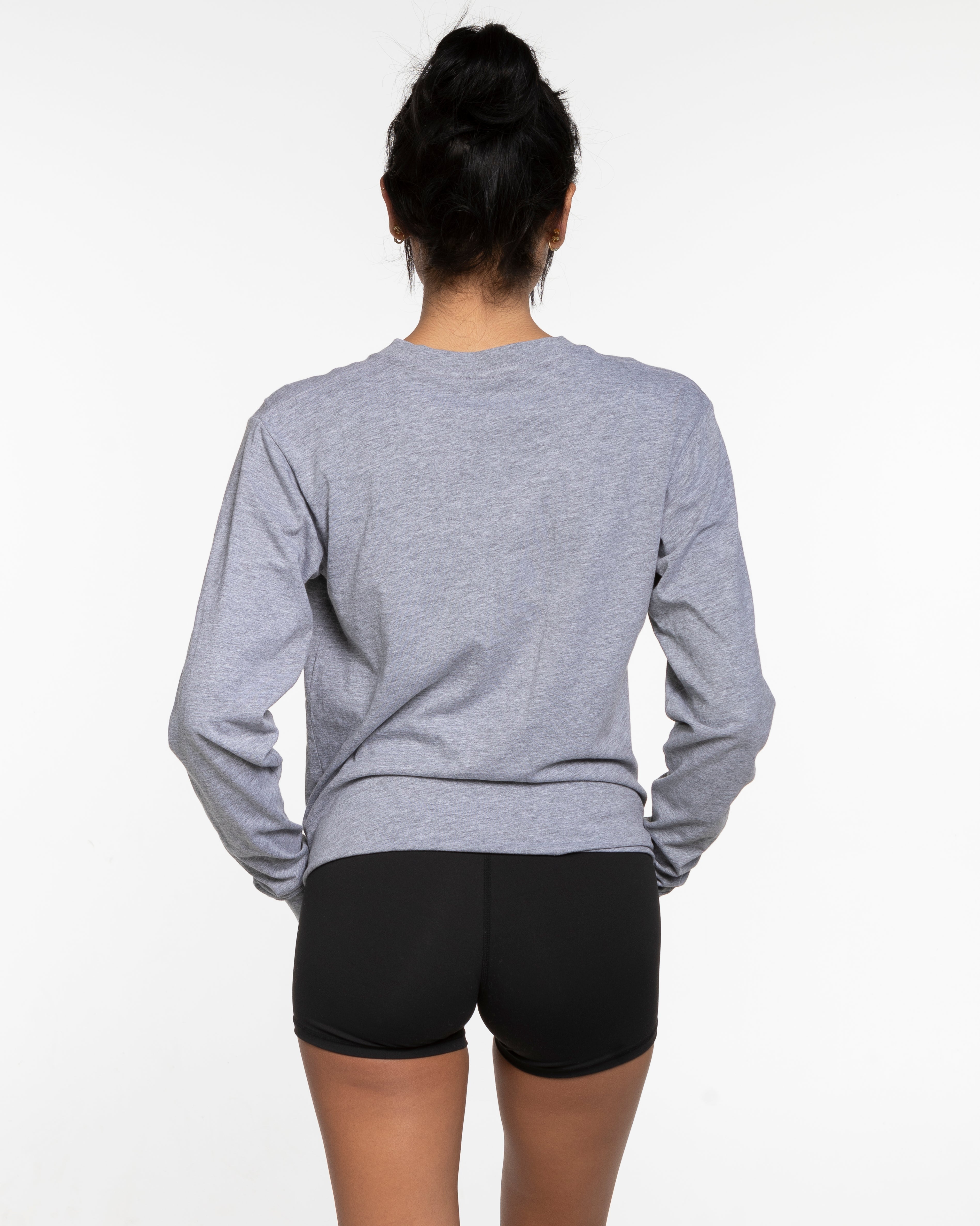 The Mens Long Sleeve - Heather - Core Reform - Center Chest Stacked & Back Left Corner - Printed - White