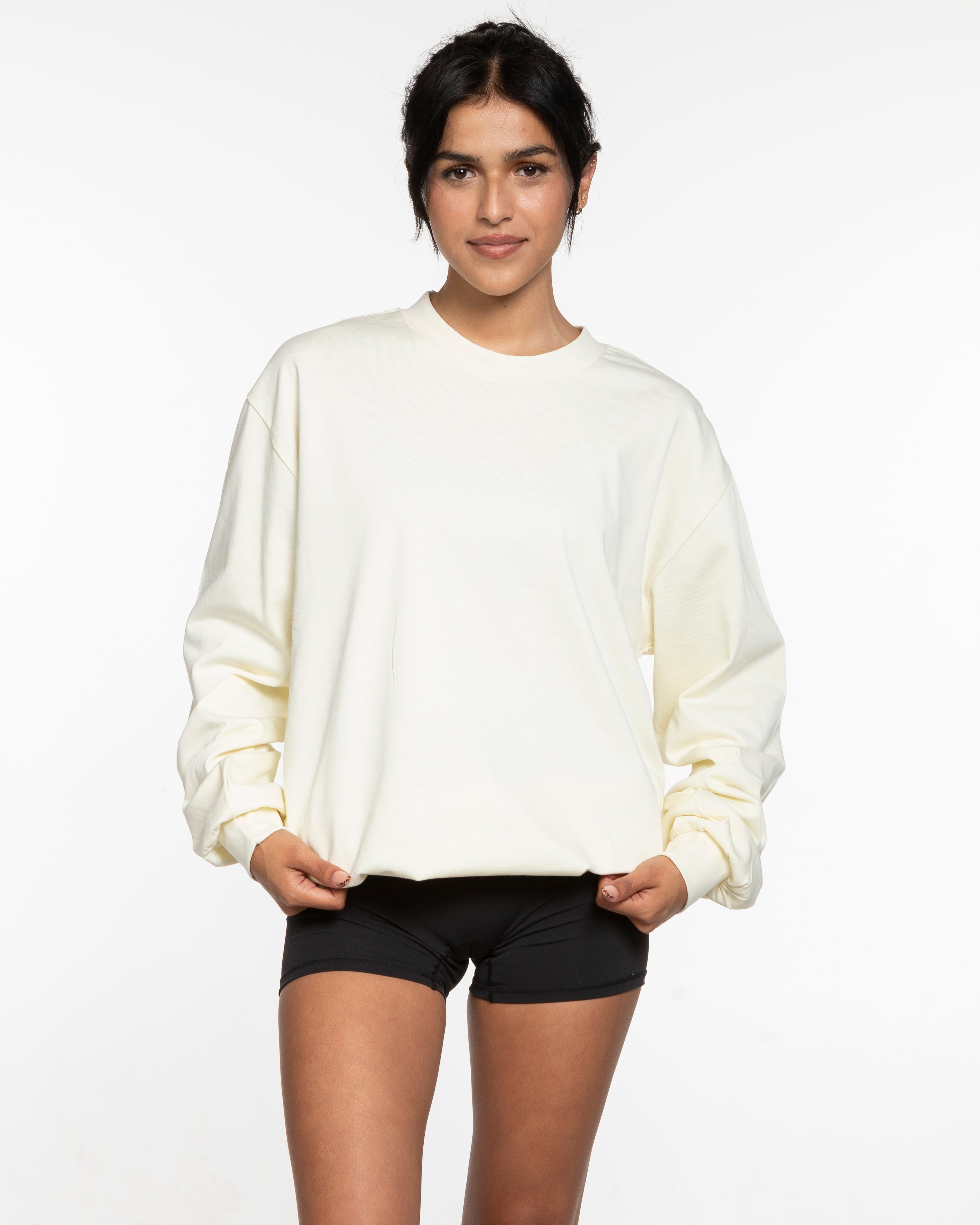 The Mens Heavyweight Long Sleeve - Butter - Core Reform - Center Chest Stacked - Printed - White