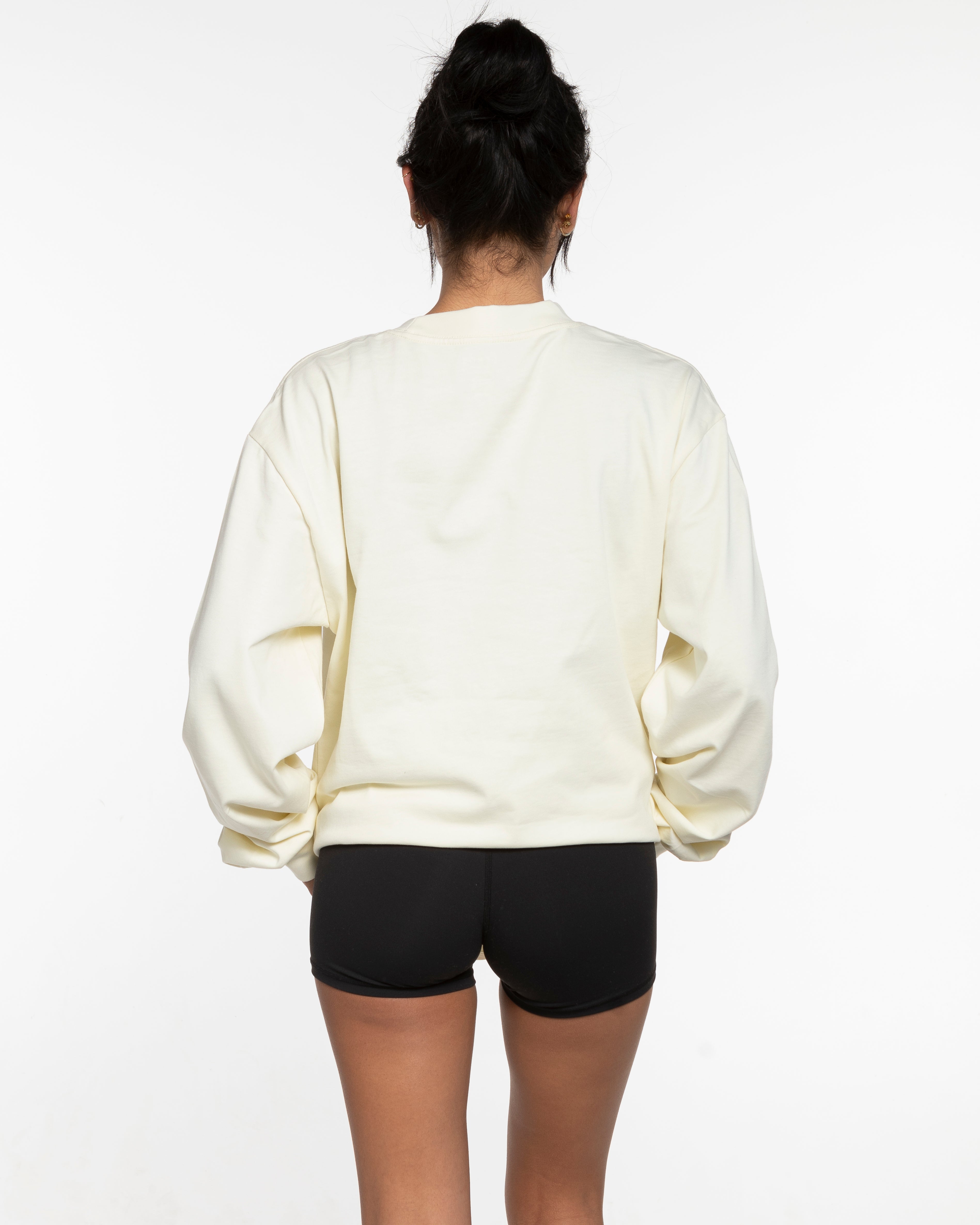 The Mens Heavyweight Long Sleeve - Butter - Core Reform - Center Chest Stacked - Printed - White