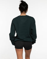 The Mens Classic Crewneck - Pine Green - Platform - Left Chest Round & Back Stacked - Printed - White