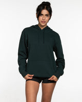 The Mens Classic Hoodie - Pine Green - Collaborative Dog - Left Chest Stacked & Back Stacked - Full Color