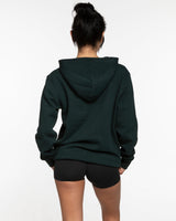 The Mens Classic Hoodie - Pine Green - Collaborative Dog - Left Chest Stacked & Back Stacked - Full Color