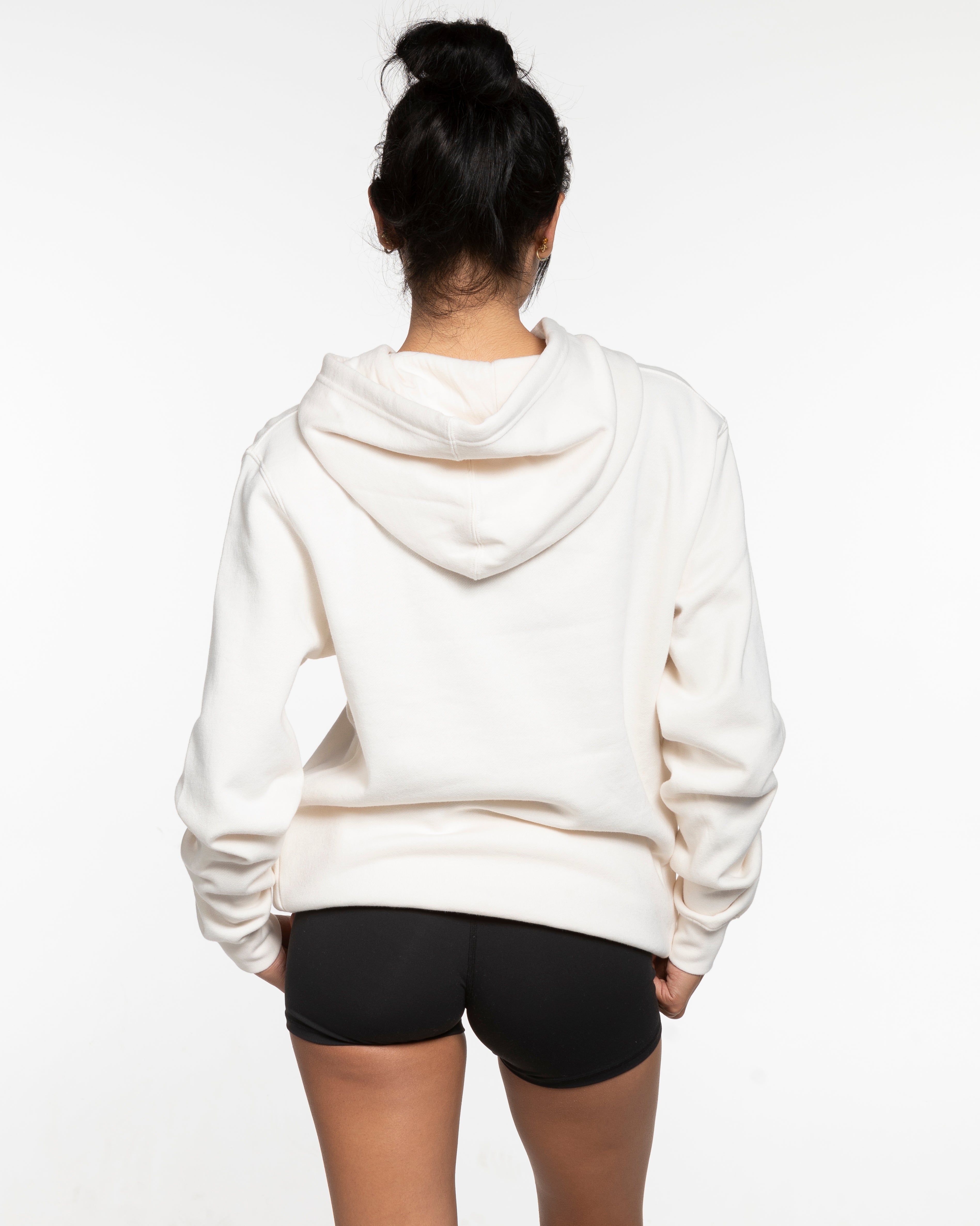 The Mens Classic Hoodie - Off White - Karve - Right Chest & Back Bottom - Printed - Brown