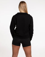 The Womens 1/4 Zip - Black - Training Club - Left Chest Stacked - Embroidered - White