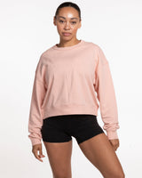 The Crop Terry Crewneck - Pale Pink - SlowBurn - Center - Full Color